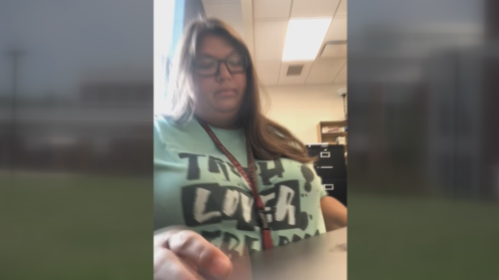 Angela Harders posted videos of her being placed on administrative leave for violating the MCPS mandatory mask policy