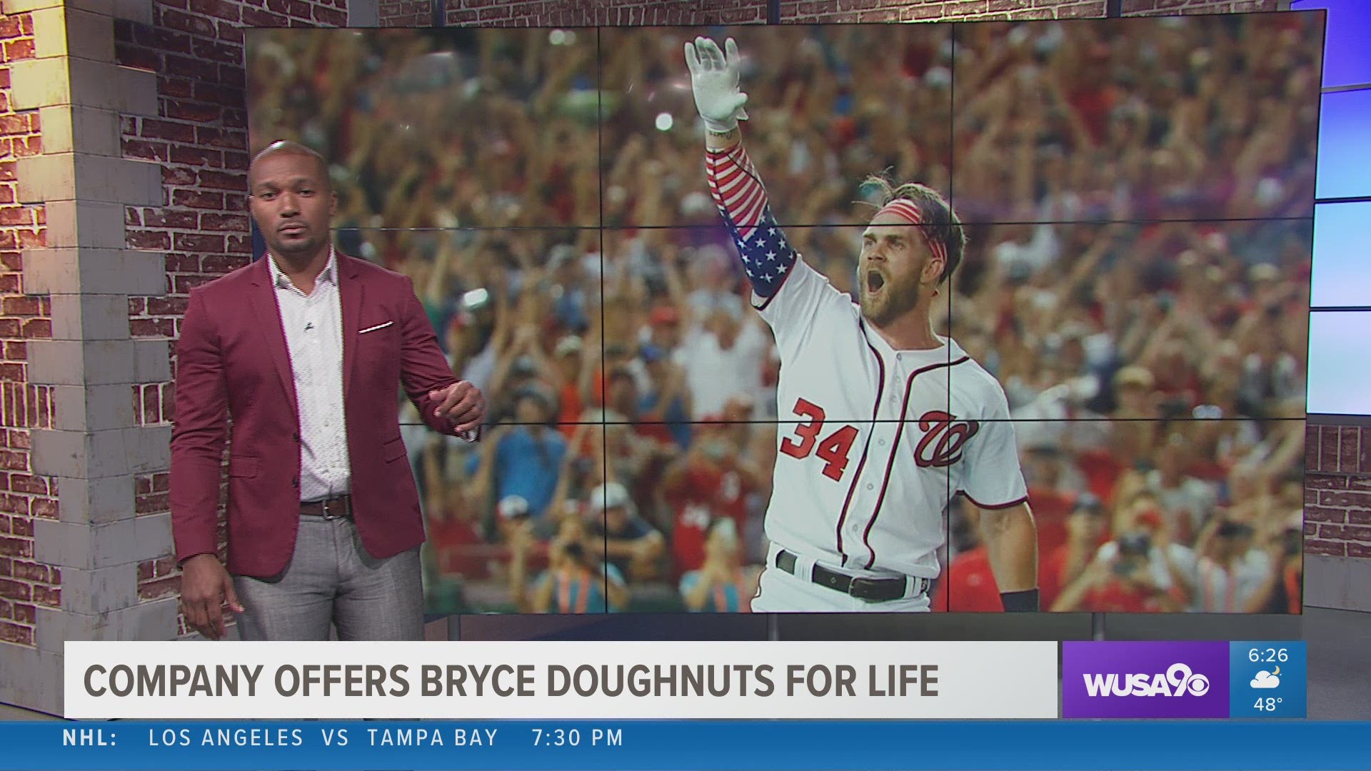 A local donut company is offering Bryce Harper a lifetime supply if he stays in DC.
