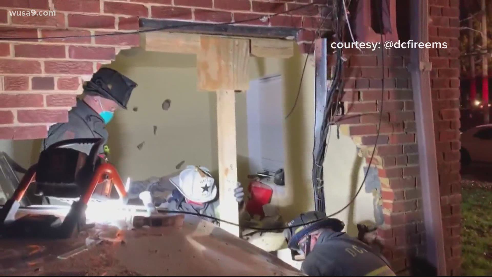 Washington man walked away with minor injuries after an SUV plowed through the wall of his Southeast apartment.