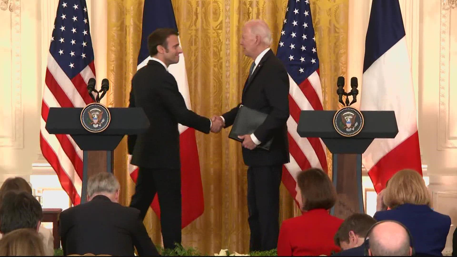 Biden is welcoming French President Emmanuel Macron to the White House for a visit that will conclude with the first state dinner