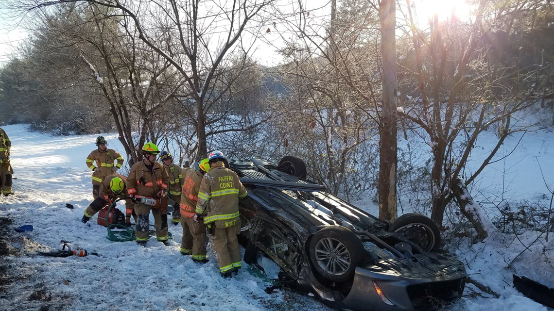 Driver injured after getting trapped in overturned car on Lee Highway ...