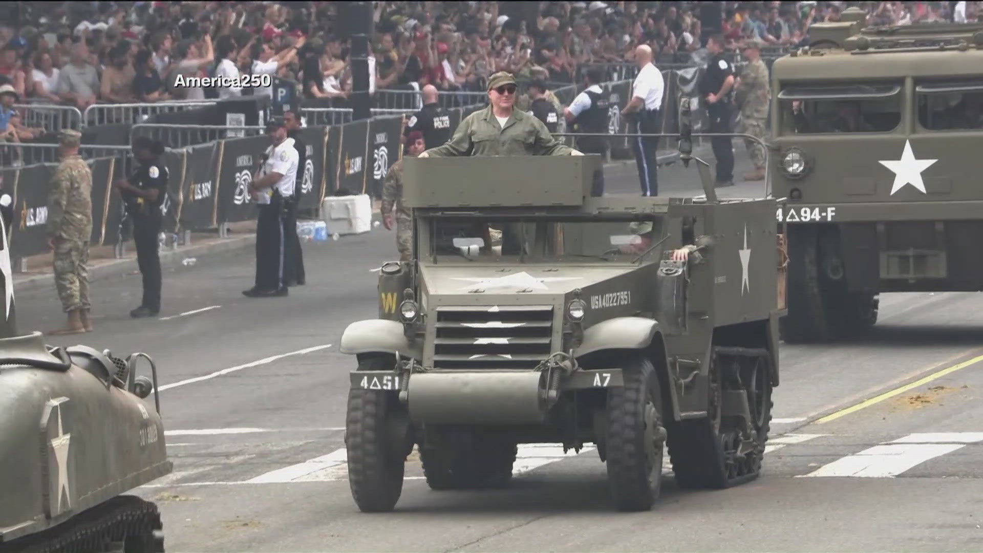 The Army brought 28 Abrams tanks to Saturday's parade, each valued at approximately $5 million. 