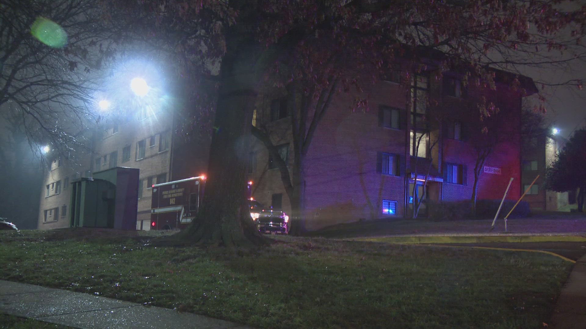 Officers responded to a deadly overnight shooting at an apartment building on Deal Drive in Oxon Hill.