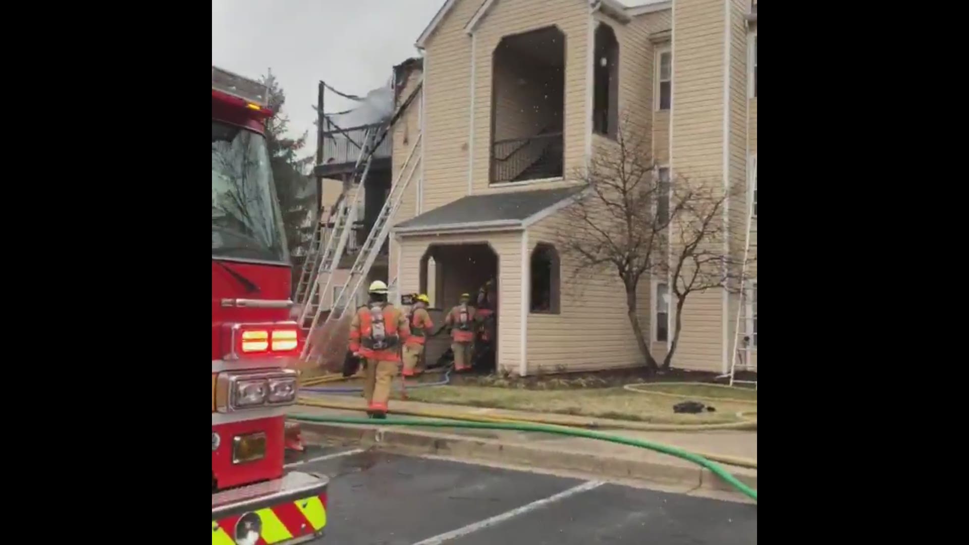 Several families were displaced Friday afternoon after an apartment fire in Gaithersburg, Md.