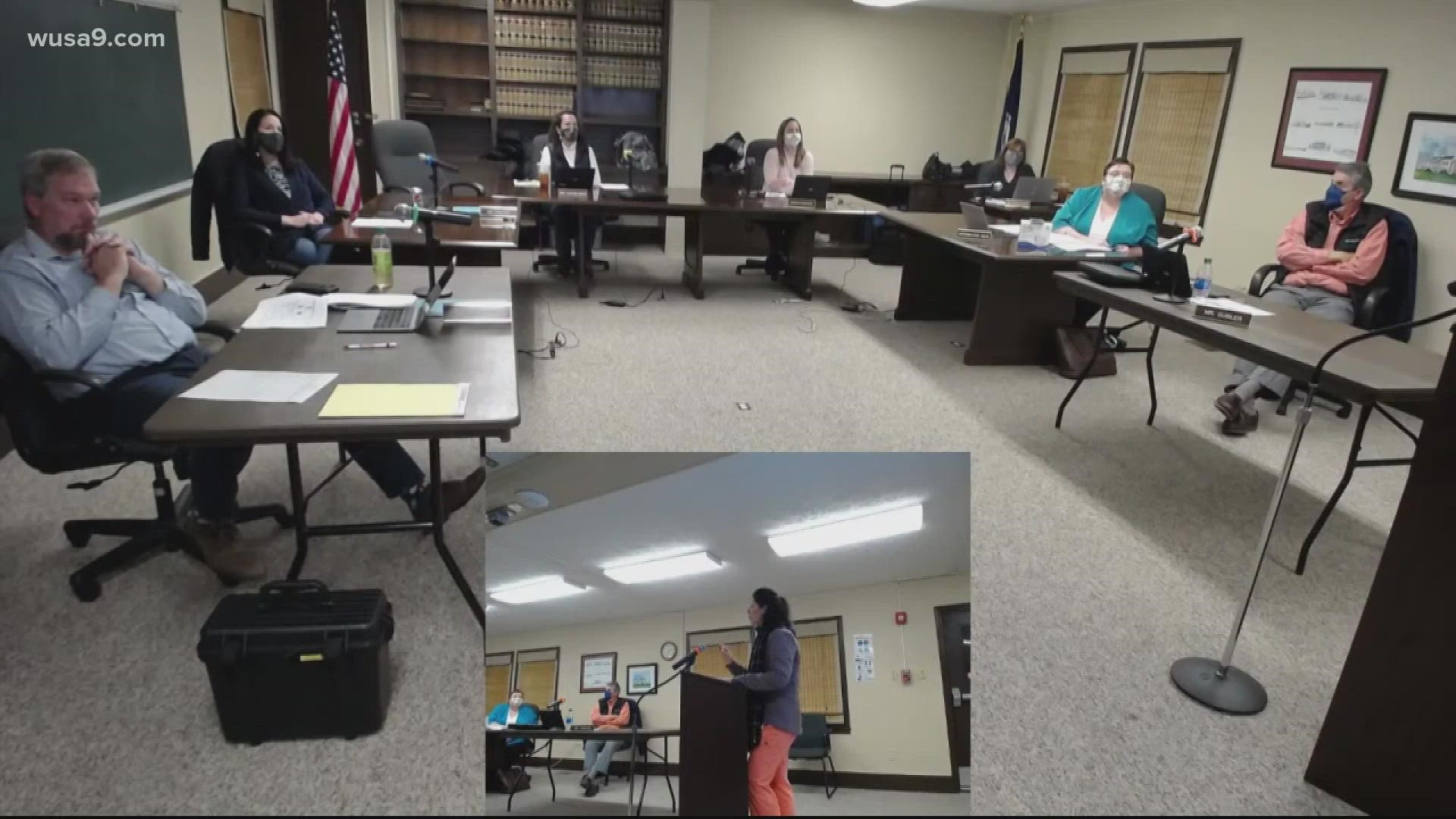 A Page County mother addressed the school board over her concerns with the district's COVID-19 rules, and her language now has prompted an investigation.