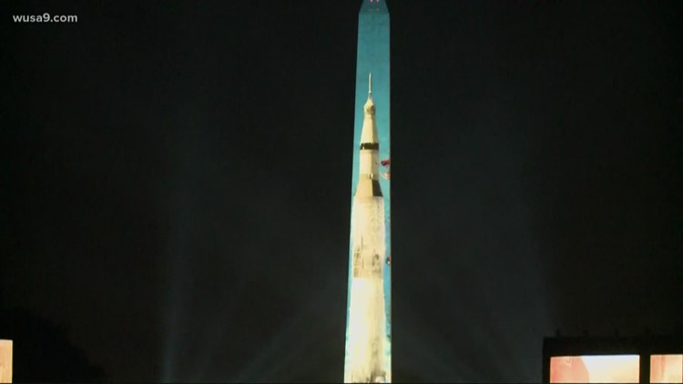 National Air and Space Museum starts projecting 20 minute show on Washington Monument for Apollo 11 anniversary