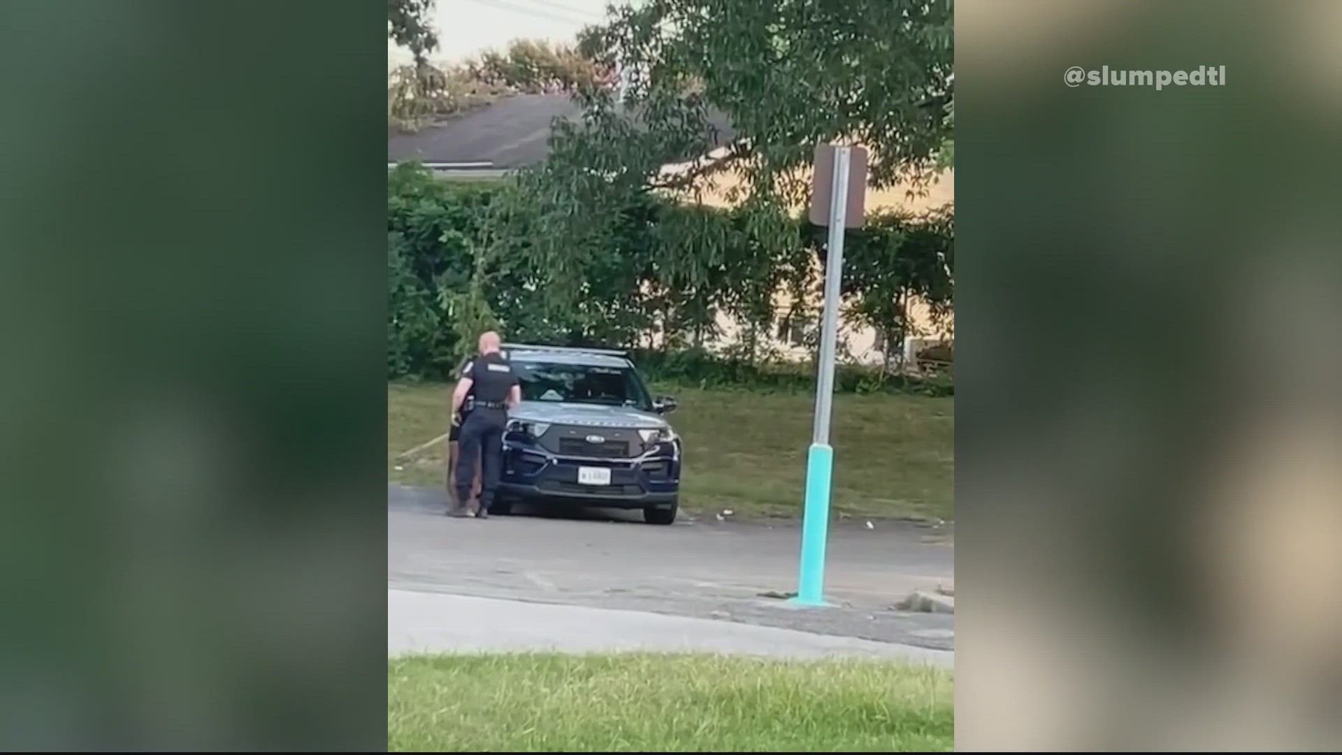 The video recorded at an Oxon Hill park shows the uniformed officer being affectionate with a woman and getting in the back seat of his cop car with her.