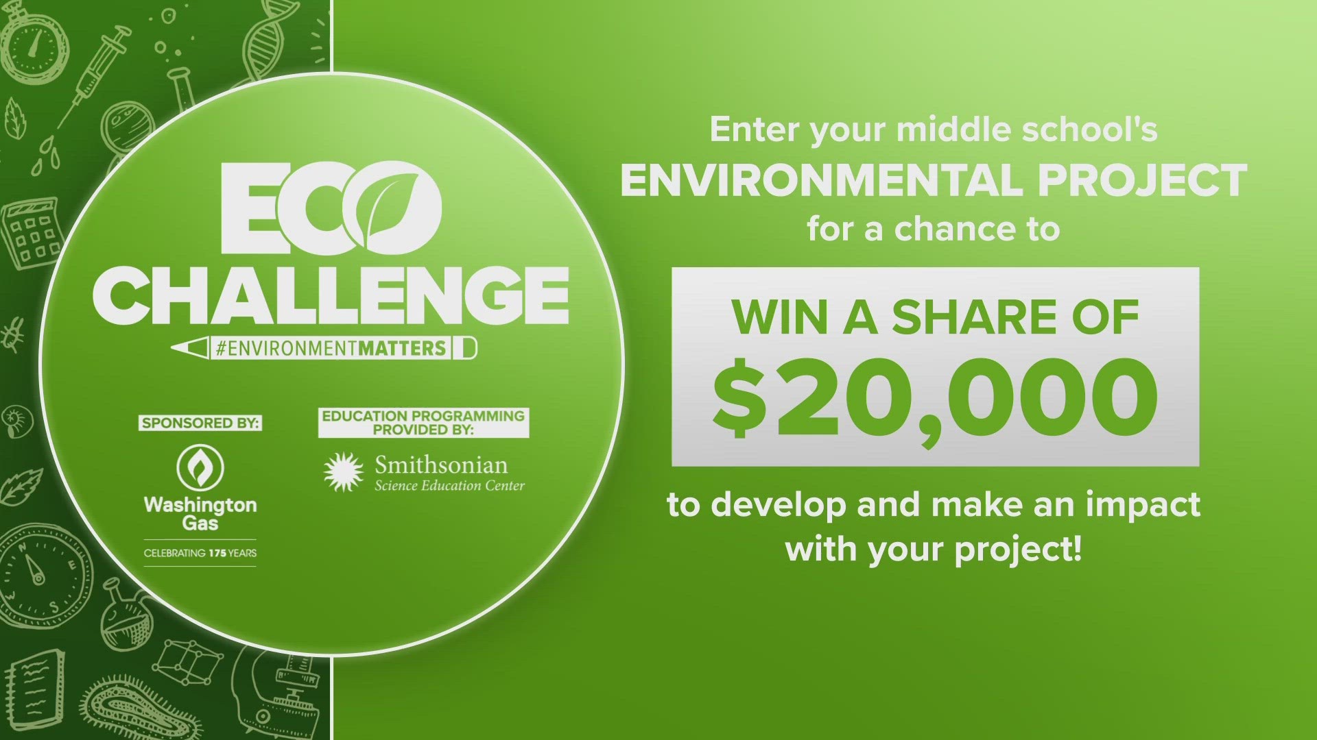 We're teaming up with Washington Gas, and the Smithsonian Science Education Center to bring you the Eco challenge.