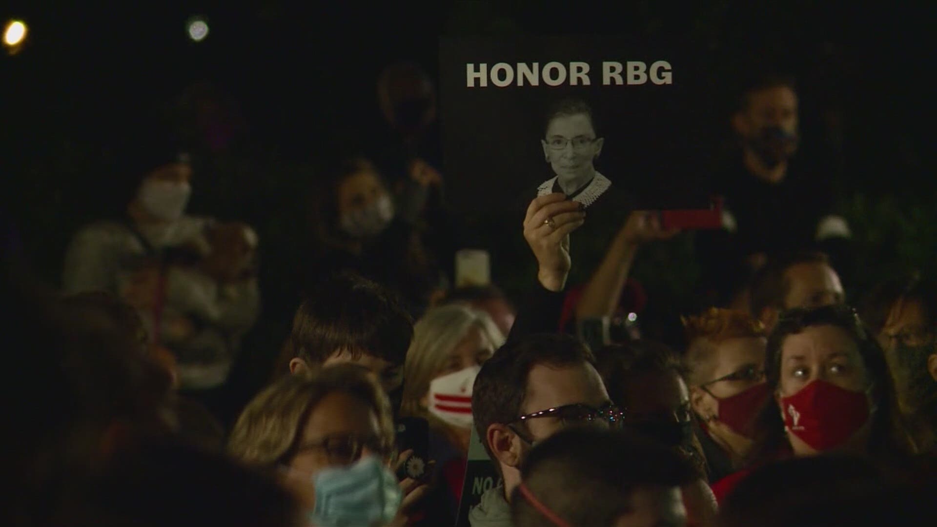 Hundreds gathered in Washington late Saturday to pay respects to deceased Supreme Court Justice Ruth Bader Ginsburg.