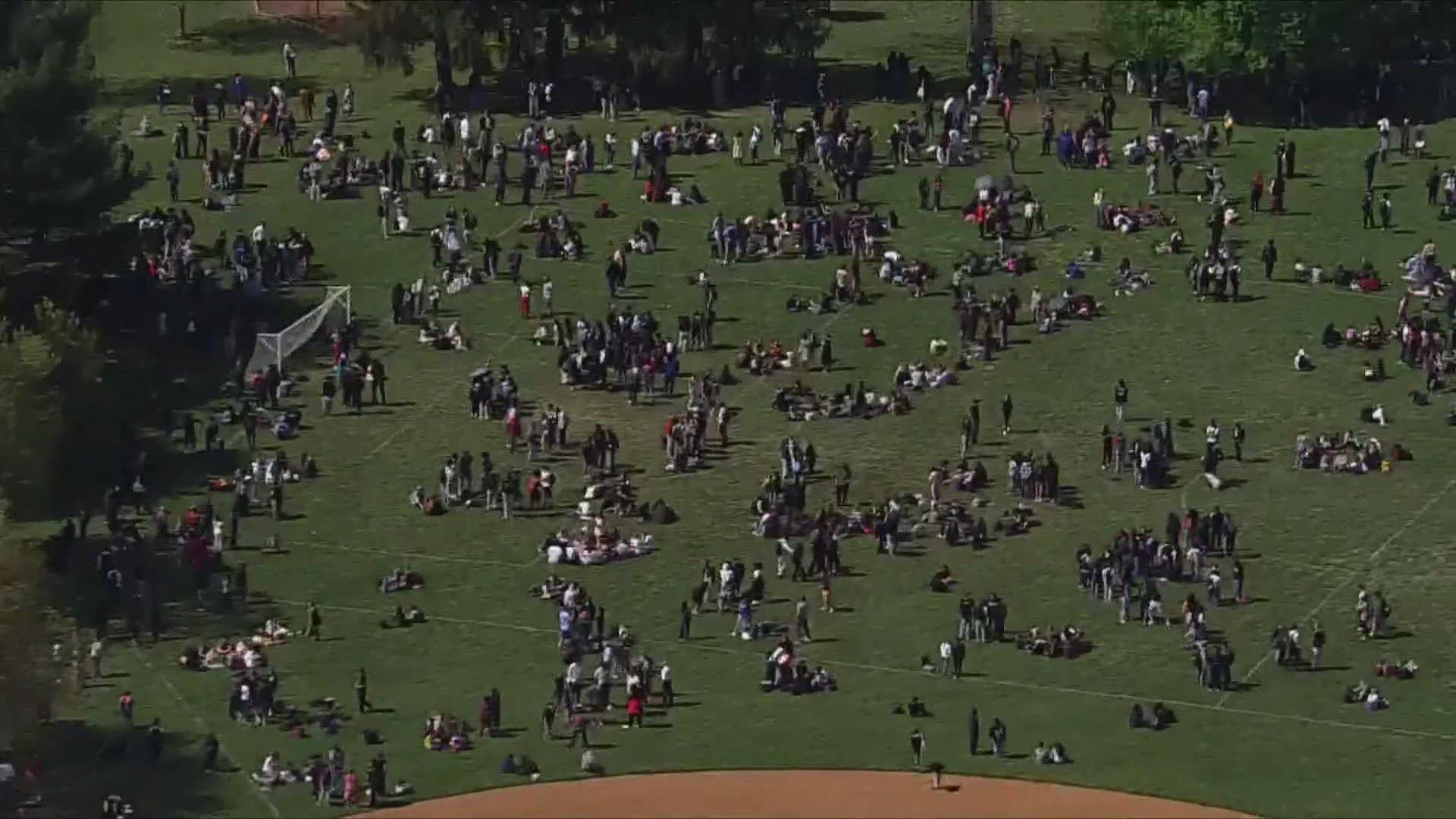Police said on social media that Albert Einstein High School was evacuated and Wootton High School was under shelter in place status around 10:30 a.m.