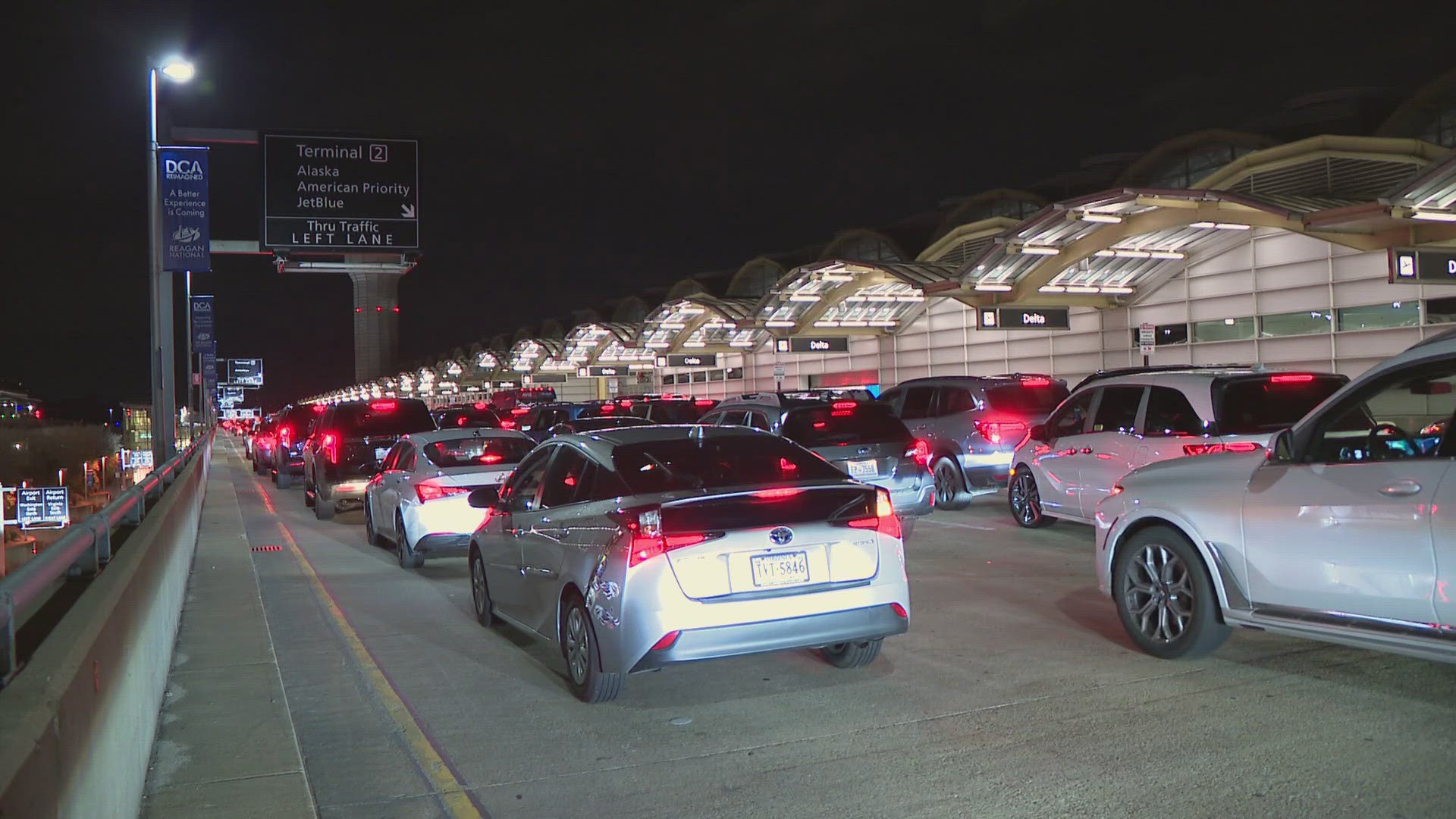 On Sunday, traffic at Reagan Airport was backed up for almost a mile. It took some nearly two hours to get through.