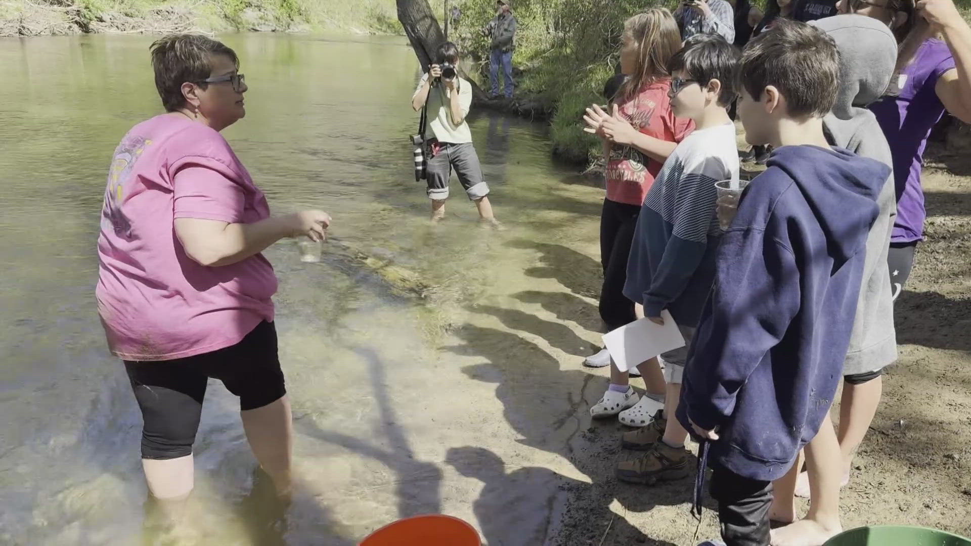 In September, students at Centreville Elementary School began raising trout. Today, they released them.