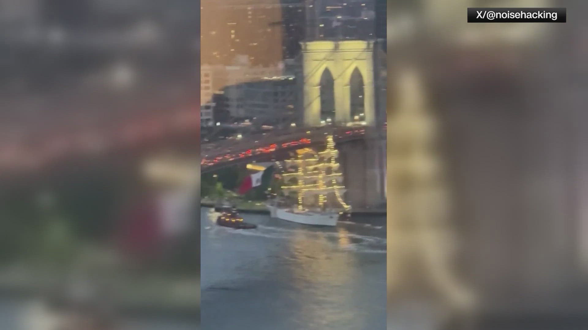 The ship known as the Cuauhtemoc was visiting New York on a global goodwill tour when the accident occurred Saturday evening. 