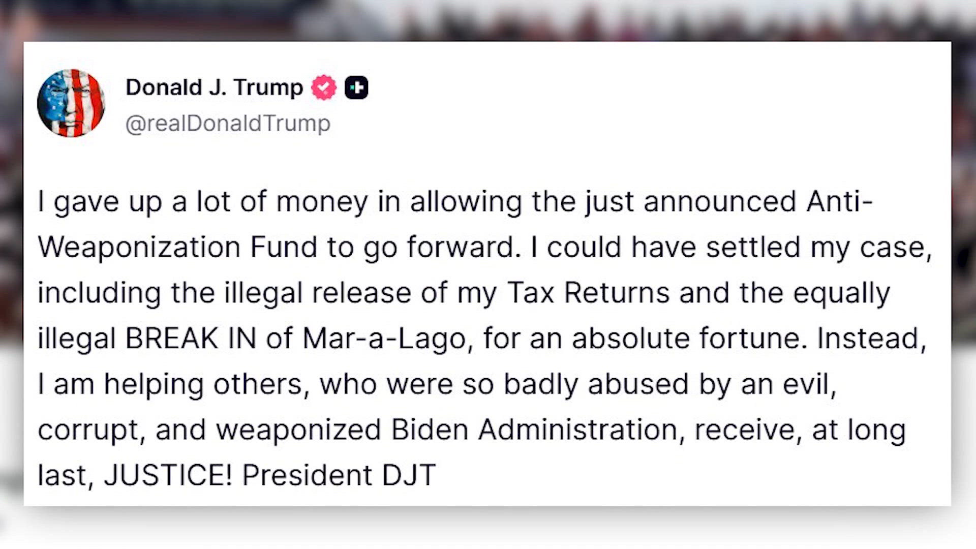 President Trump defends “Anti-Weaponization Fund” amid scrutiny