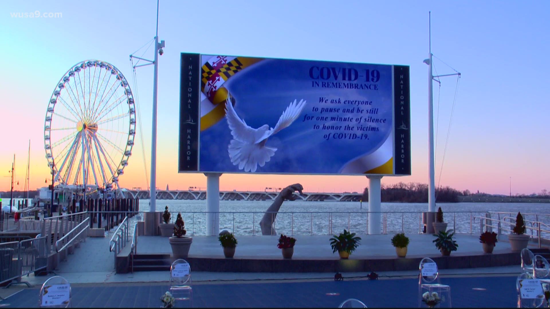 Prince George’s County took time Friday night to remember its 1,300 residents who have lost their lives to coronavirus, with a tribute video shown at National Harbor