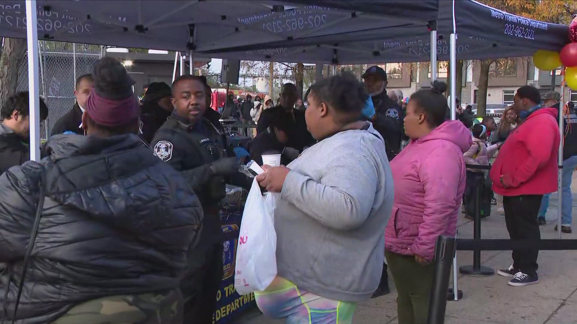 Staff with the Metro Transit Police department is hosting their annual Thanksgiving party. They're giving away food and free clothing.