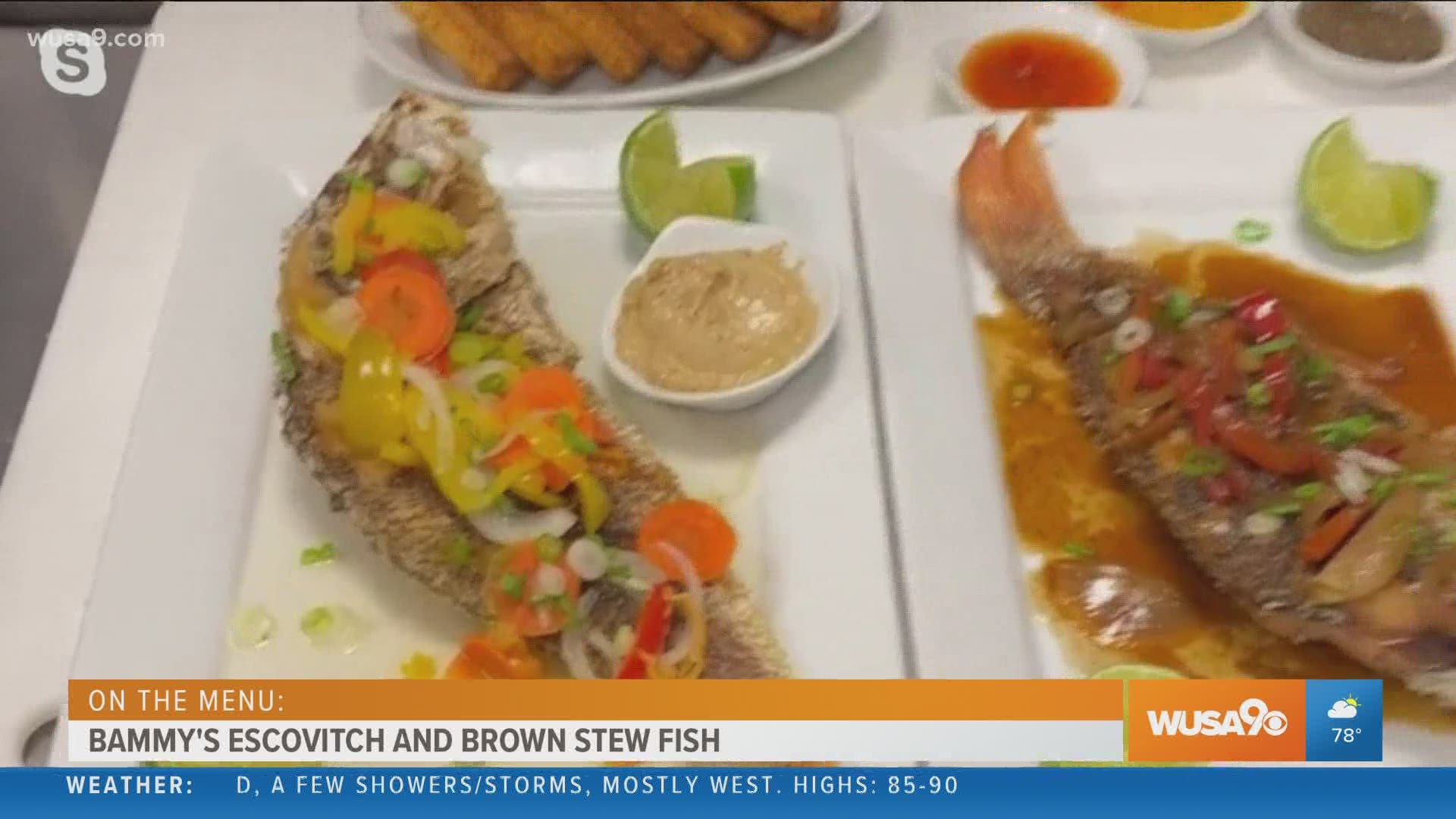 Escovitch fish and brown stew fish at Bammy's at the Navy Yard. Owner/Chefs Chris Morgan & Gerald Addison share their recipe.
