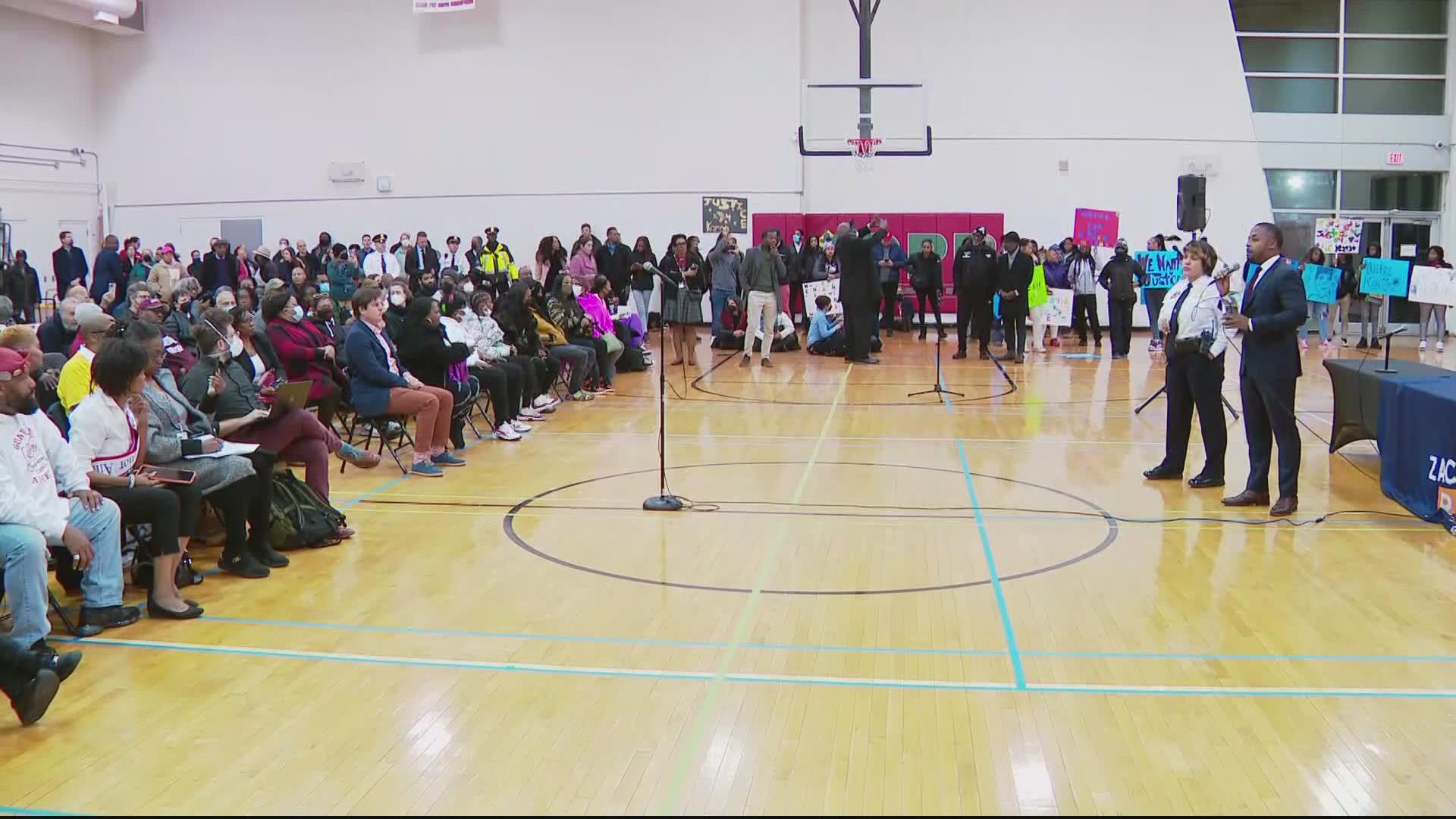 Hundreds of people gathered in Northeast D.C. to discuss the fatal shooting of 13-year-old Karon Blake.