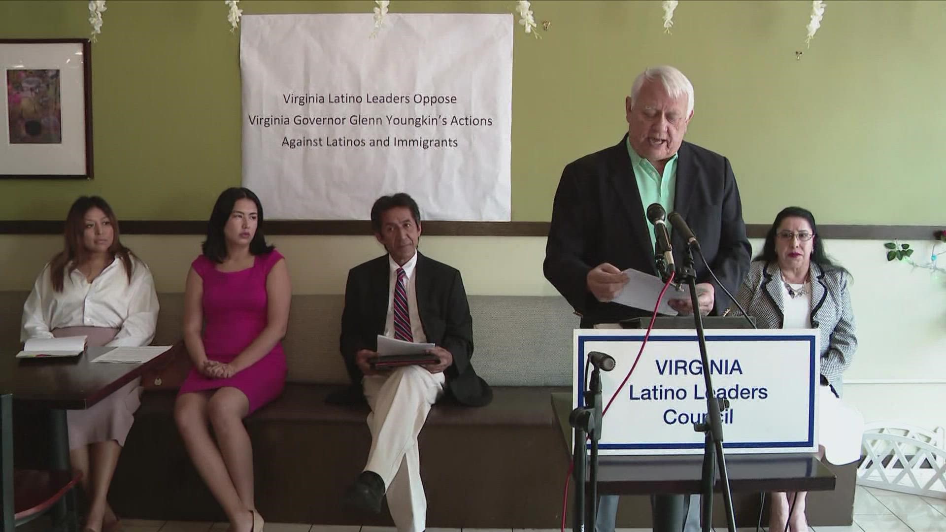 The Virginia Latino Leaders Council (VLLC) hosted a press conference Wednesday morning to address and protest actions from Governor Youngkin they say are 'divisive'.