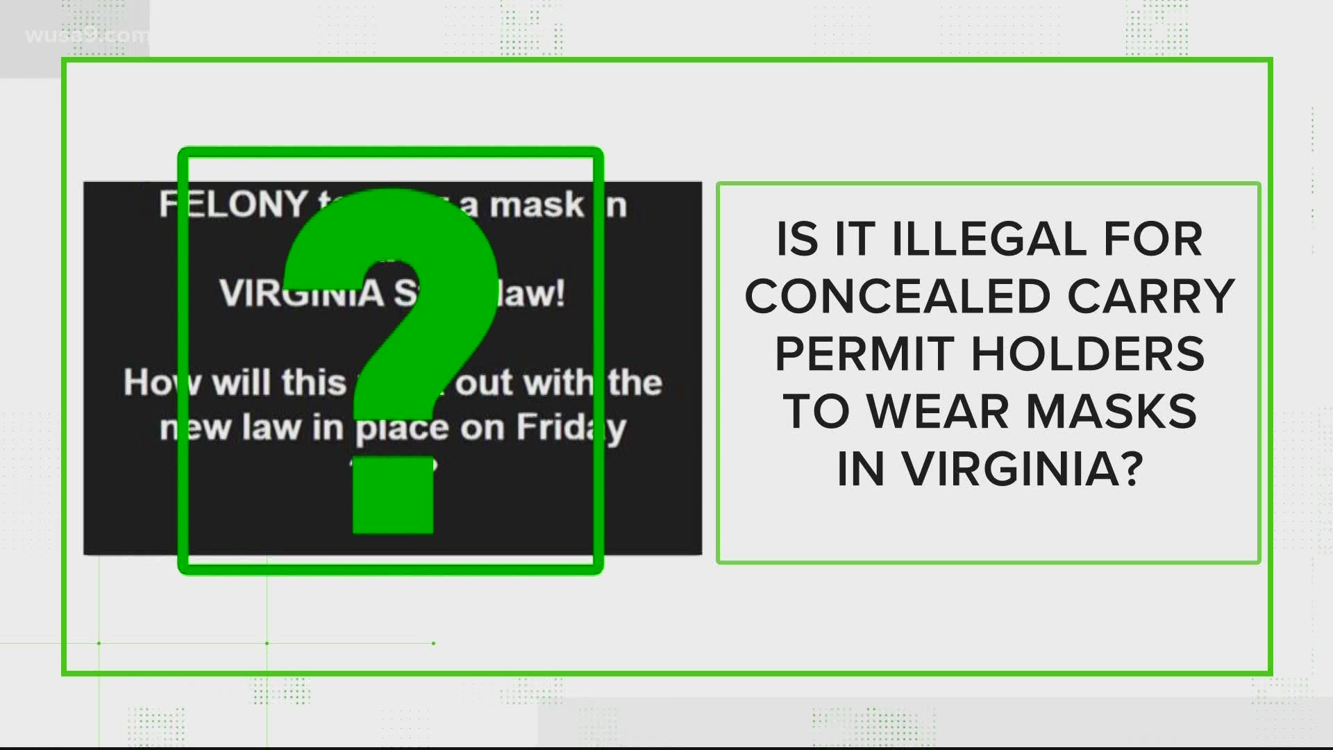 A meme is being shared on social media indicating that Virginians who conceal carry can be charged with a class 4 felony for wearing a mask when they have a gun.