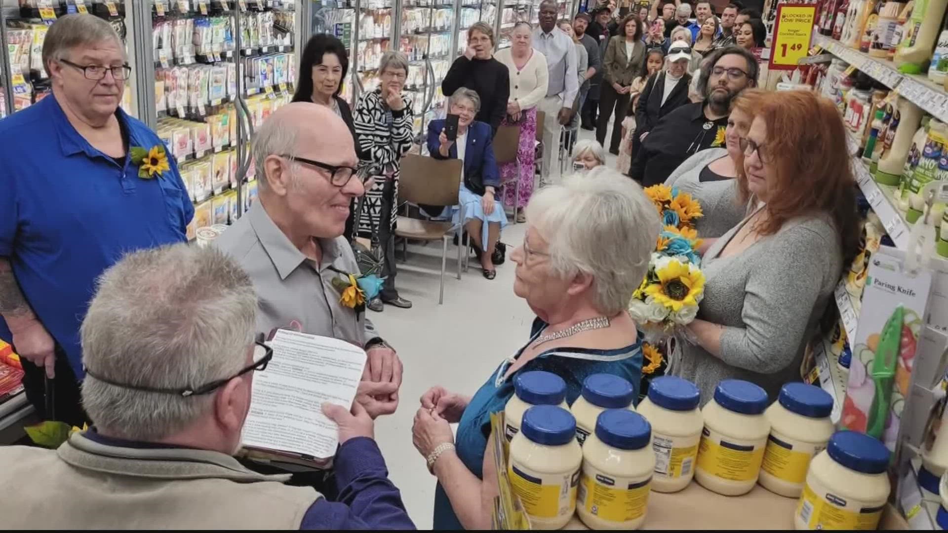 Dating led to a marriage proposal -- yes -- in that same grocery aisle. When Brenda walked down the wedding aisle -- it was Aisle Eight again -- where they first met
