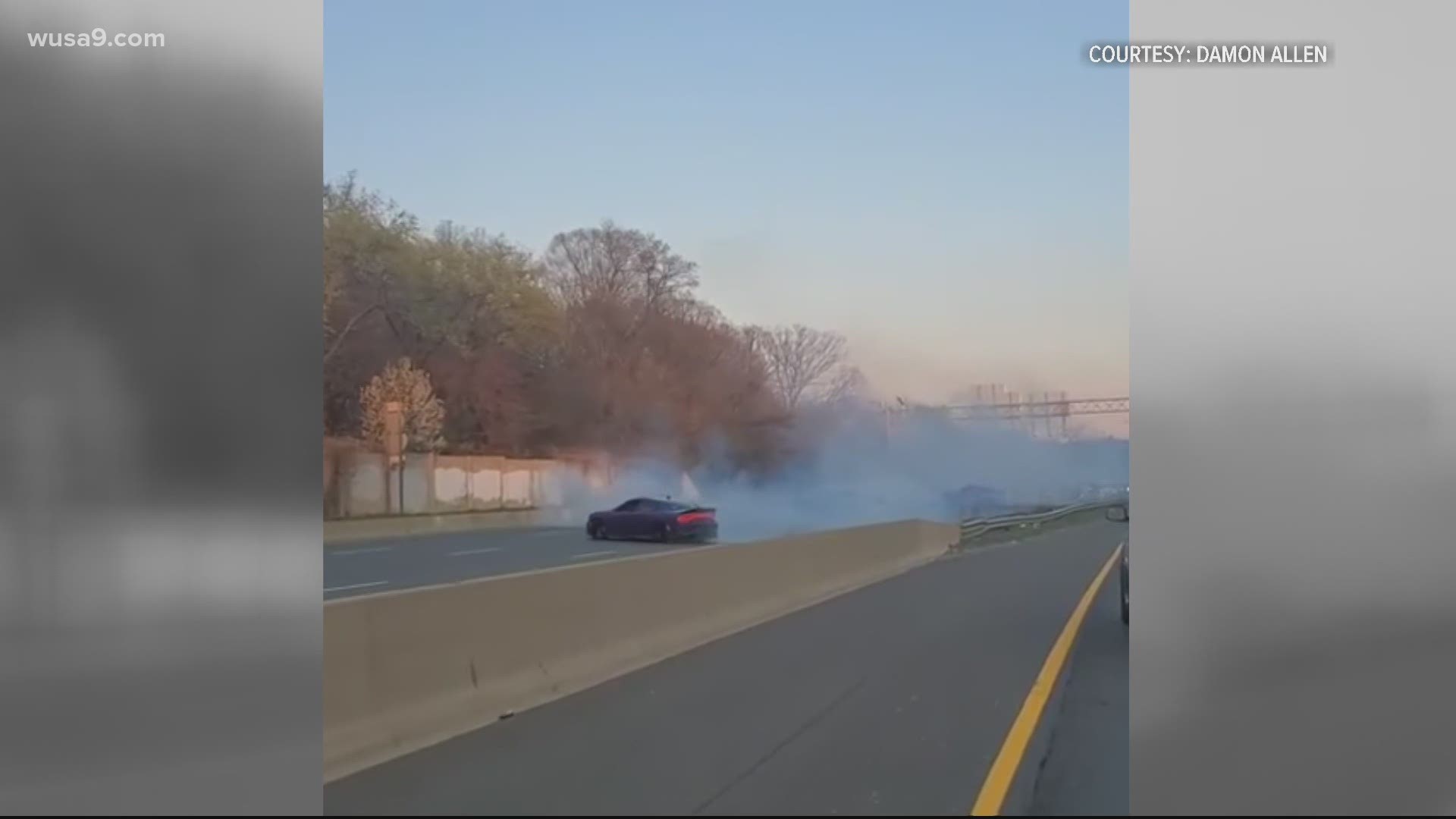 A couple who captured one of the viral videos Saturday said cars were stopped on the Beltway for miles as multiple cars did donuts on the inner loop of I-495.