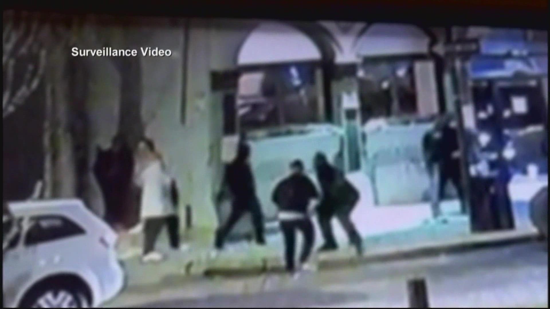 Surveillance video captured the encounter outside the Tabu Bar & Lounge in Philadelphia on April 16.
