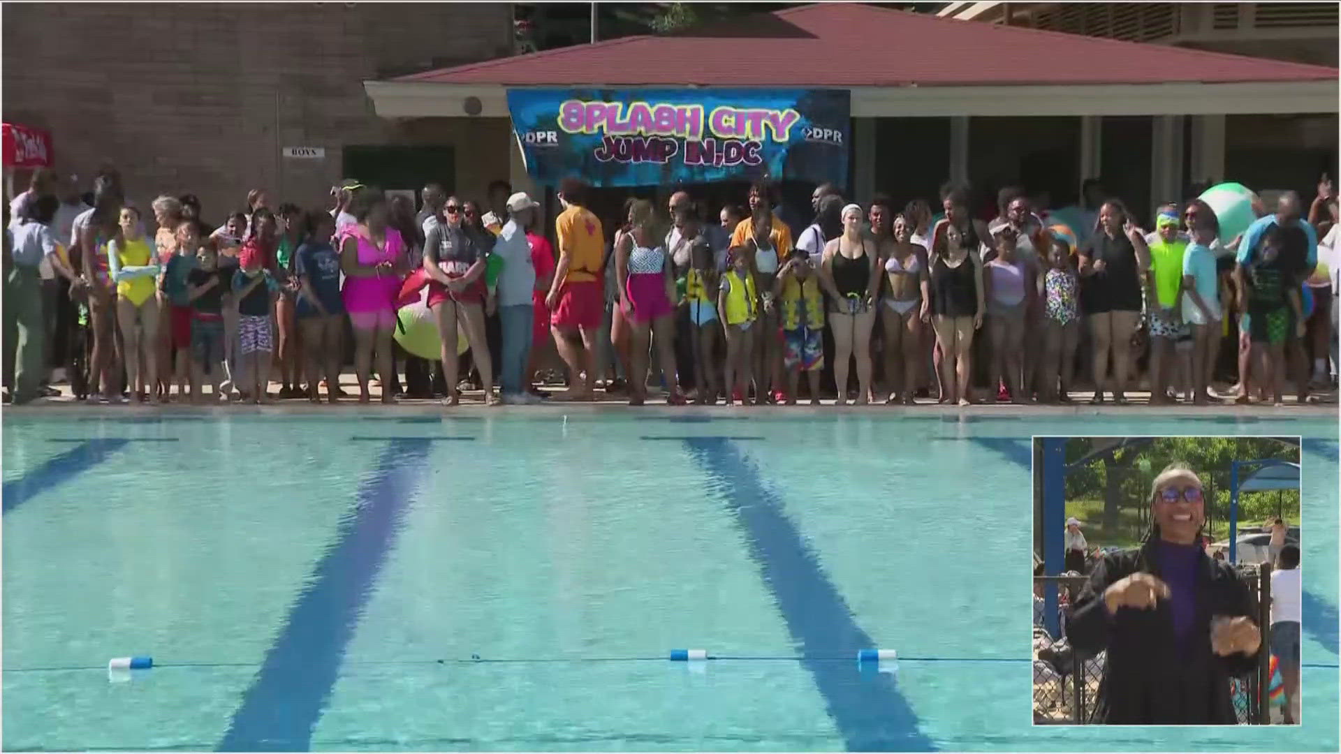 Mayor Muriel Bowser led the big 'Jump In' -- during a celebration at Langdon Park in Northeast.