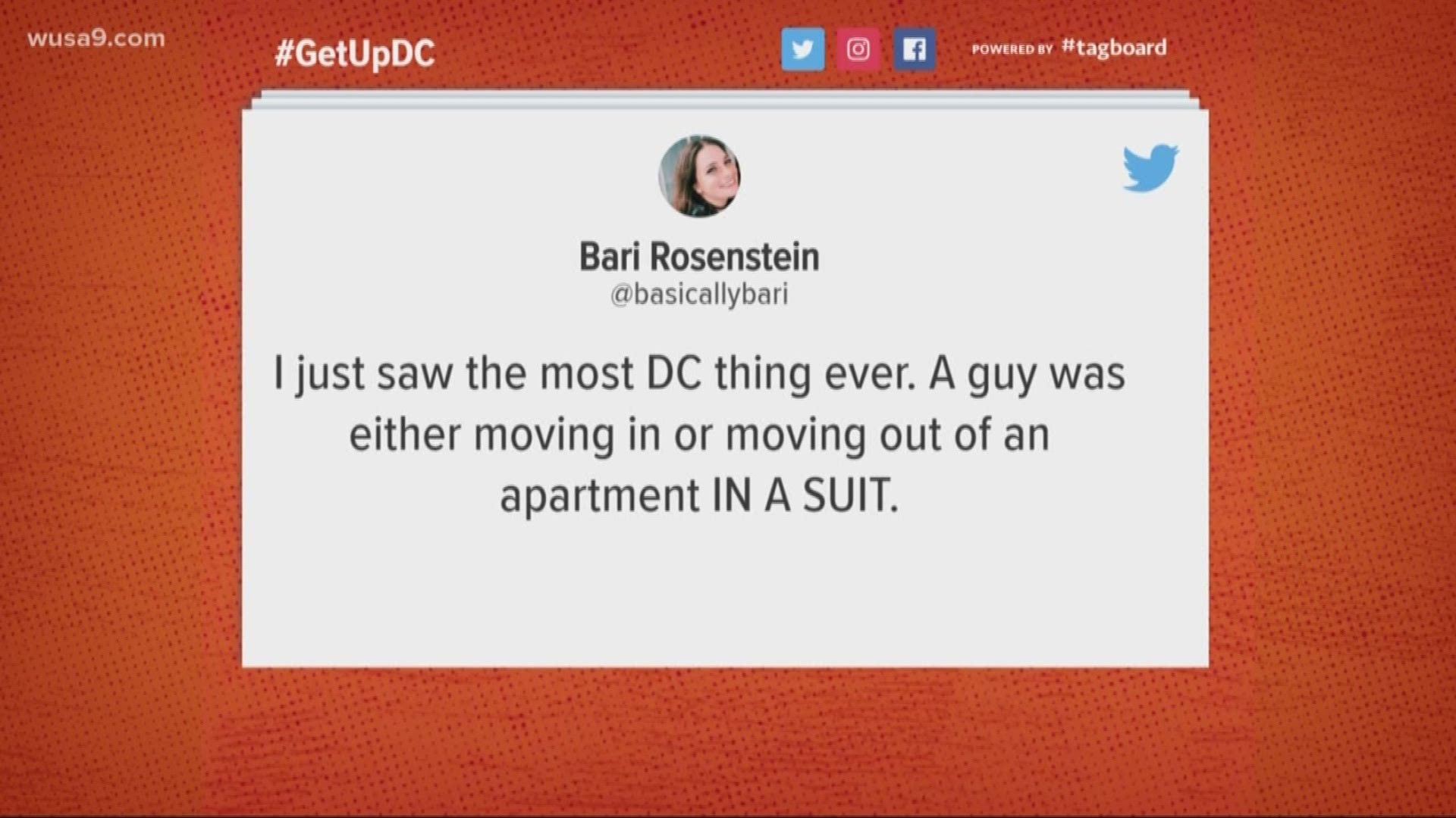A man was spotted wearing a suit moving in or out of an apartment building in D.C. Hey you never know who you will meet on these D.C. streets!