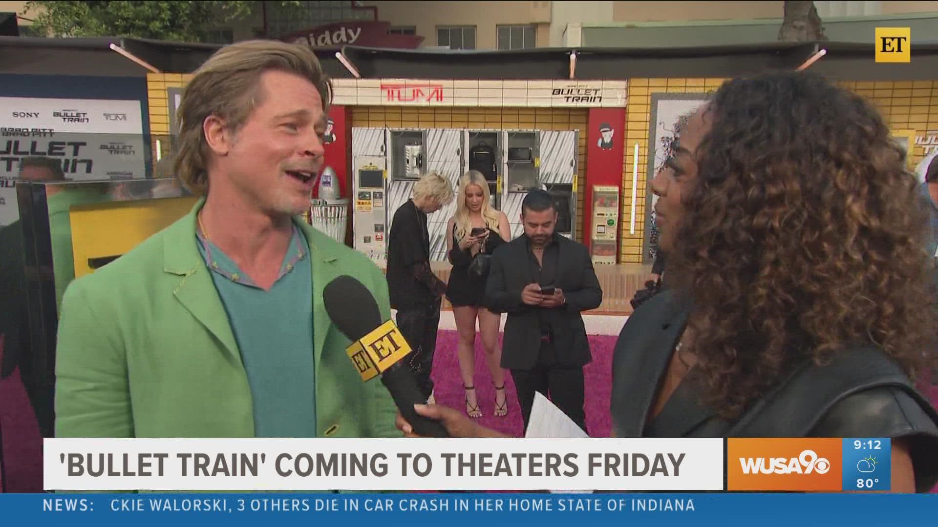 Nischelle Turner spoke to Brad Pitt at the LA premiere of the dark comedic thriller Bullet Train.