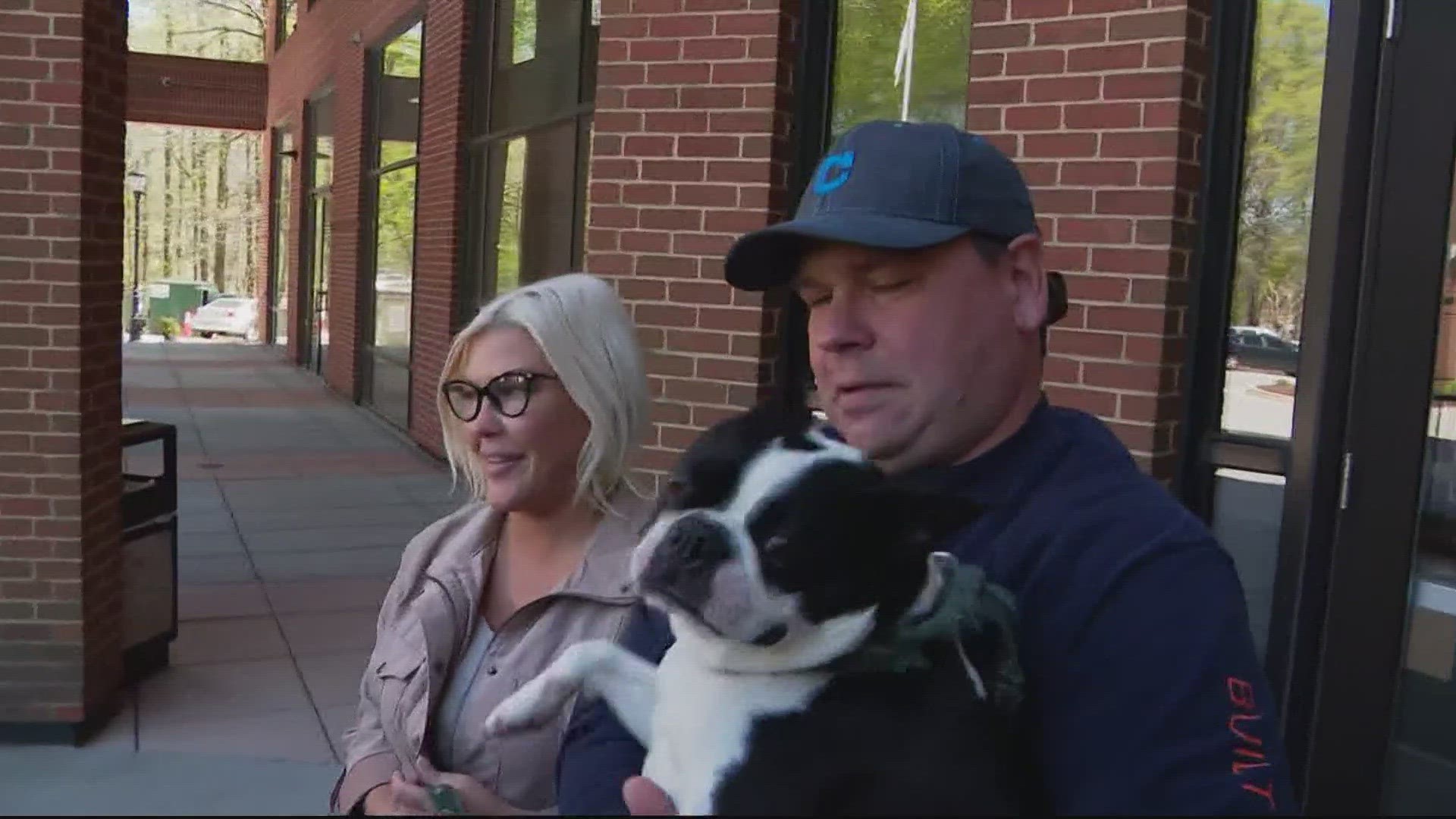 A family in Prince George's County has been reunited with their furry friend weeks after the car the dog was riding in was stolen from a gas station.