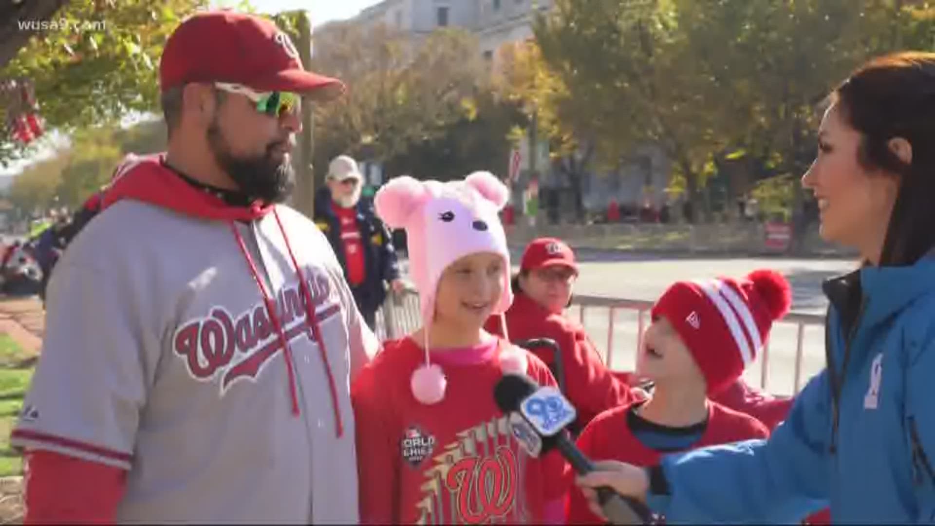 Washington Nationals fans from all over made sure to arrive early to get a good spot for the World Series victory parade Saturday.