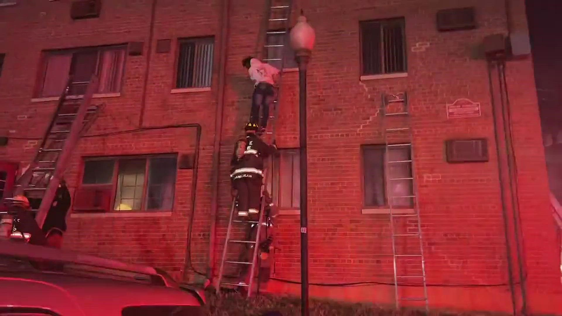 Fire crews rescued multiple people from an apartment fire in SE DC Monday night. (Credit: DC Fire and EMS)