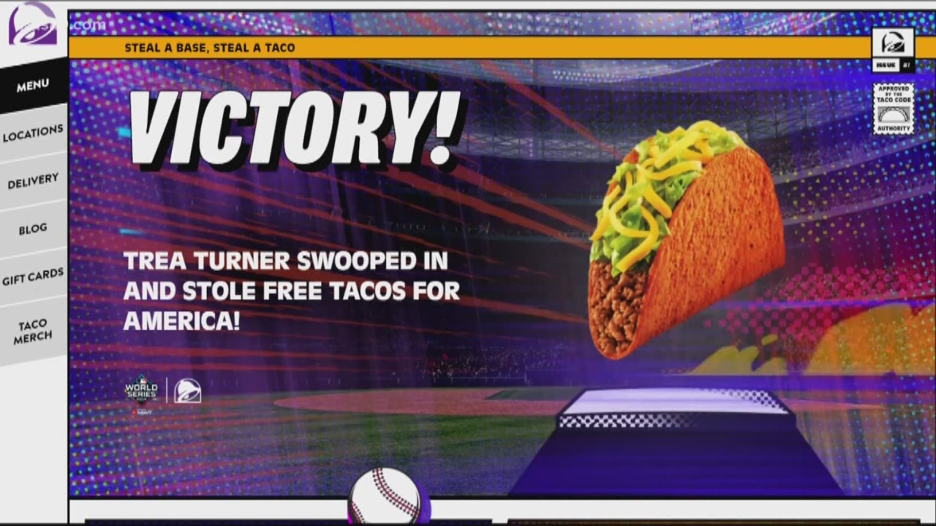 The Nationals shortstop hit an infield single to start the game and then stole second base. Taco Bell will now give out free Doritos® Locos tacos.