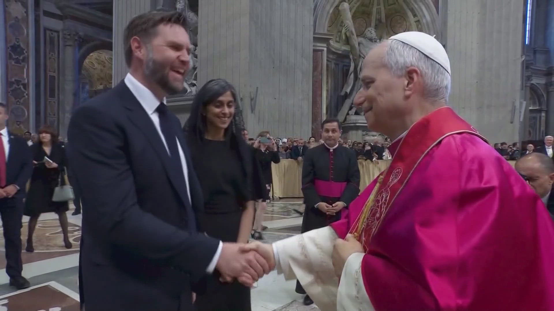 The first American pope addressed the Catholic world in Italian at the ceremony asking for a "united church."