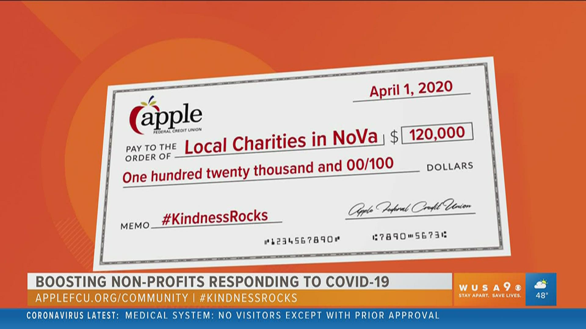 In this segment sponsored by Apple Federal Credit Union, see how local non-profits are being lifted up during the pandemic by Apple's donation of $120,000.