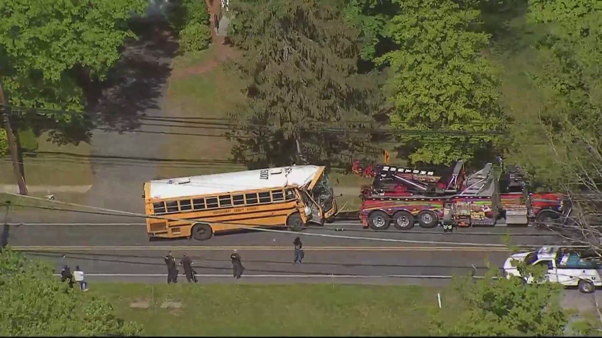 The school bus that was servicing Fairland Elementary School was the only vehicle involved in the collision, police said.