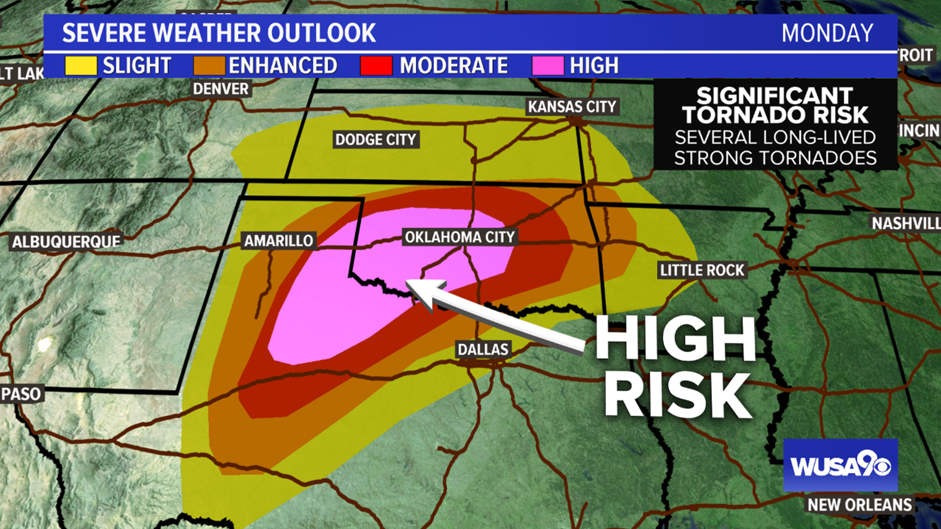 'Long-track and violent' tornadoes likely Monday in Southern Plains ...