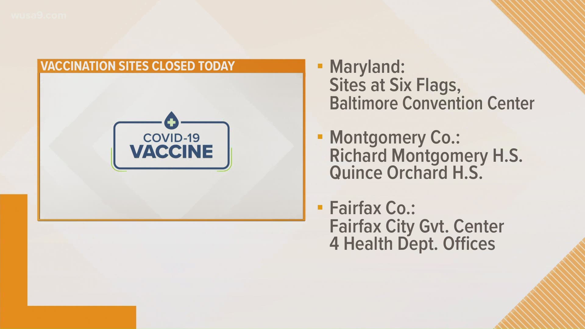 Thursday's winter storm has caused some closures to the area's COVID-19 vaccination sites.