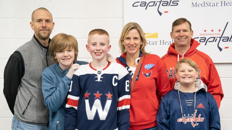 The honorary starters of today's Capitals' Hockey Fights Cancer game were  all Wish Kids