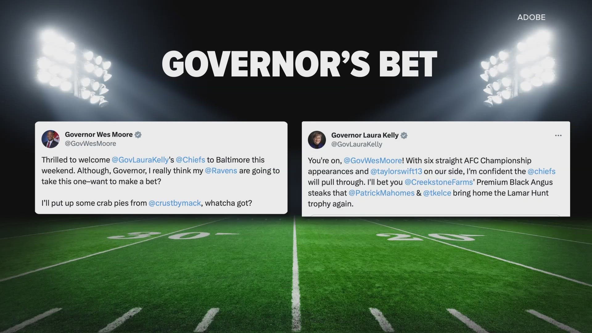 Gov. Moore and Gov. Kelly highlight local businesses in a friendly bet ahead of the Ravens vs. Chiefs Conference Championship Game.