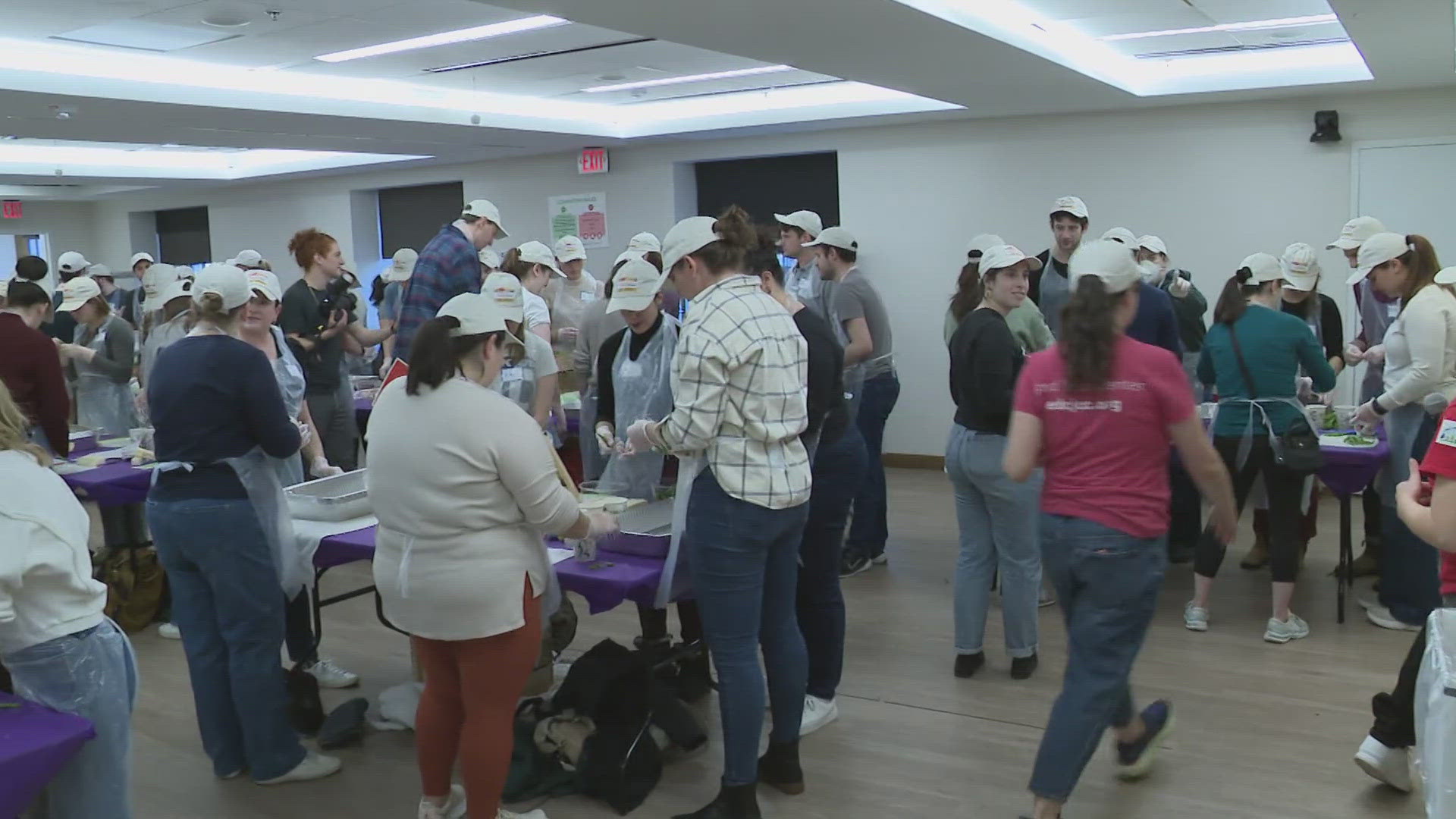 750 volunteers over two days help prepare 13,000 servings of sides that will go into Thanksgiving Day meals for those in need