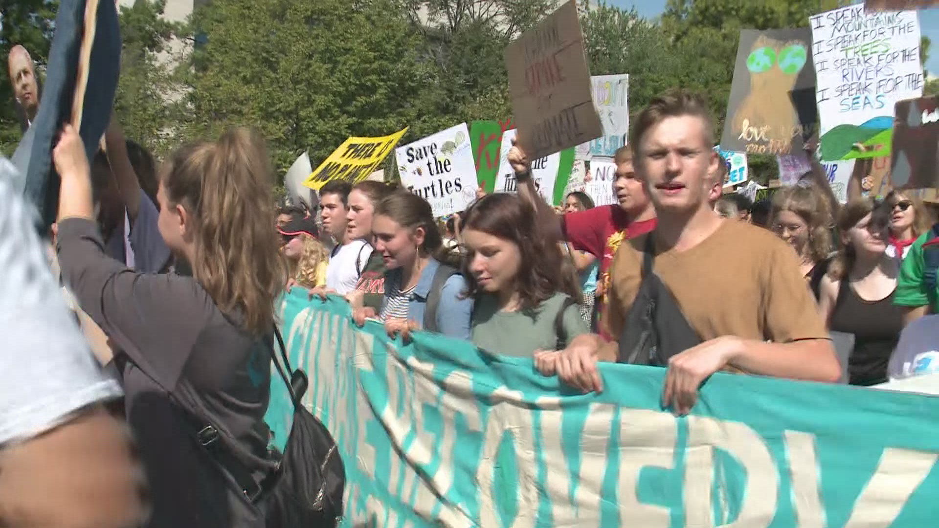 Thousands marched on the Capitol Friday morning in advance of next week's UN Youth Climate Summit.