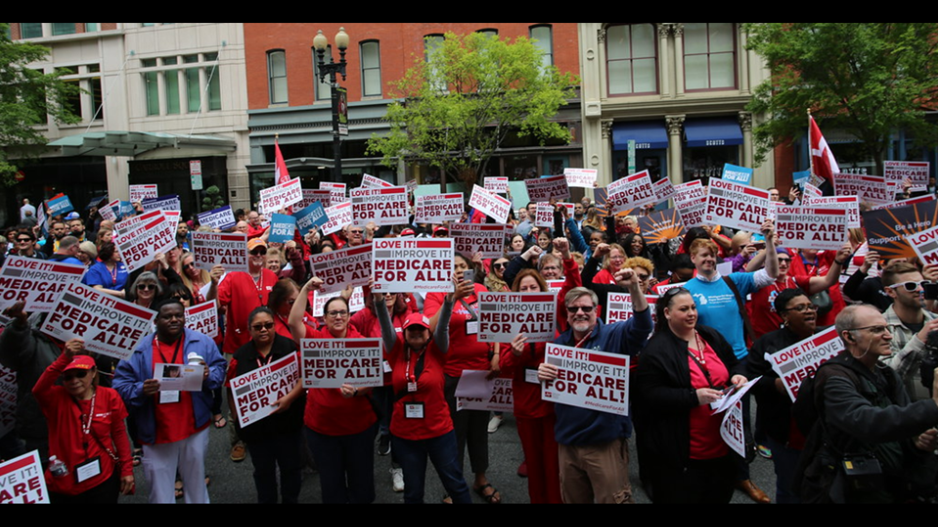 Hundreds of nurses are in Washington to protest outside of the Pharmaceutical Research and Manufacturers Of American Headquarters. Tomorrow, House Democratic leaders will hold a hearing on a proposal to overhaul health care.