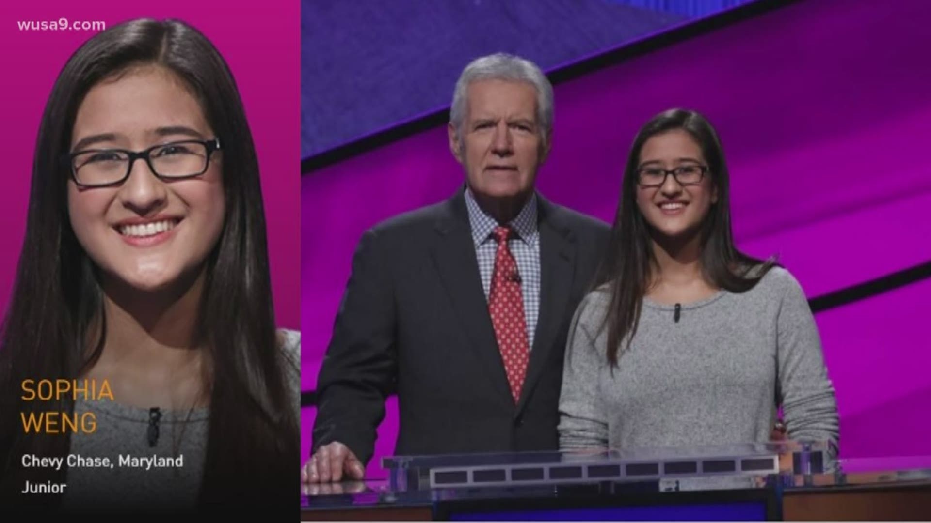 Go Sophia Weng! She is from Chevy Chase, Maryland and will be on Jeopardy this week. She is a junior at Montgomery Blair High School. We are rooting for you, Sophia!