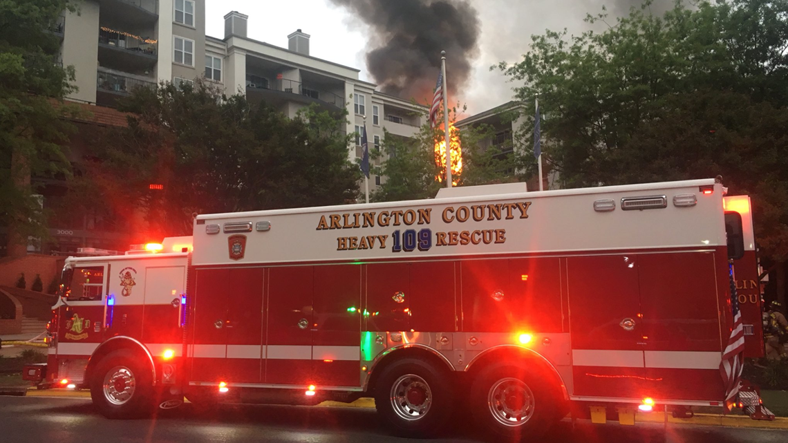 Arlington apartment building on fire