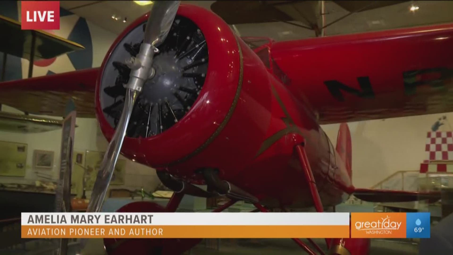 Andi checks out the plane that Amelia Earhart flew across the Atlantic Ocean.  Earhart was the first woman to fly across the Atlantic.  National Amelia Earhart Day is July 24th.  The Lockheed Vega is on display at the Smithsonian Air & Space Museum.