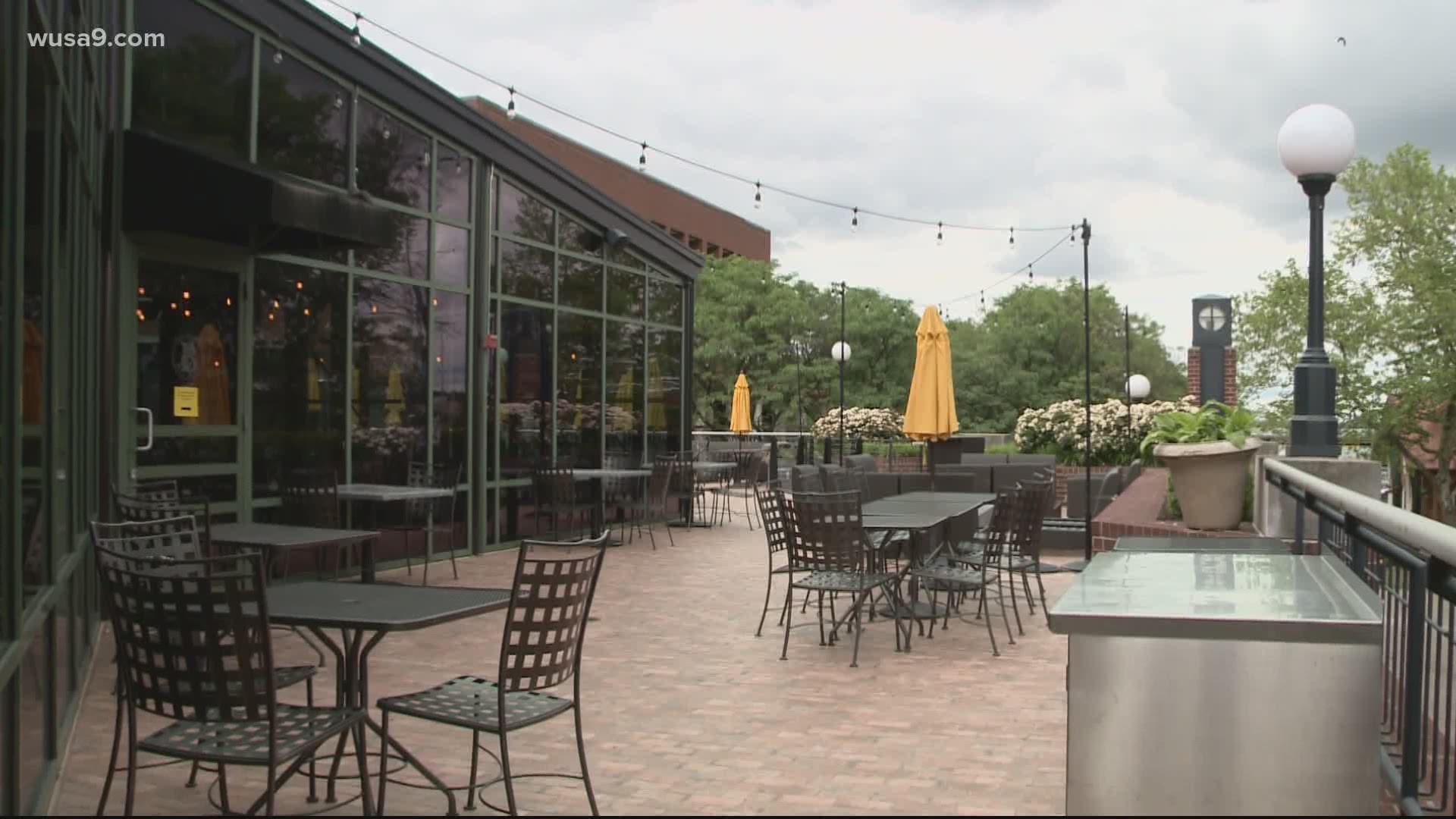 In Arlington, they're going to try temporary permits for outdoor seating on sidewalks, and some folks in Bethesda are pushing for communal outdoor seats.