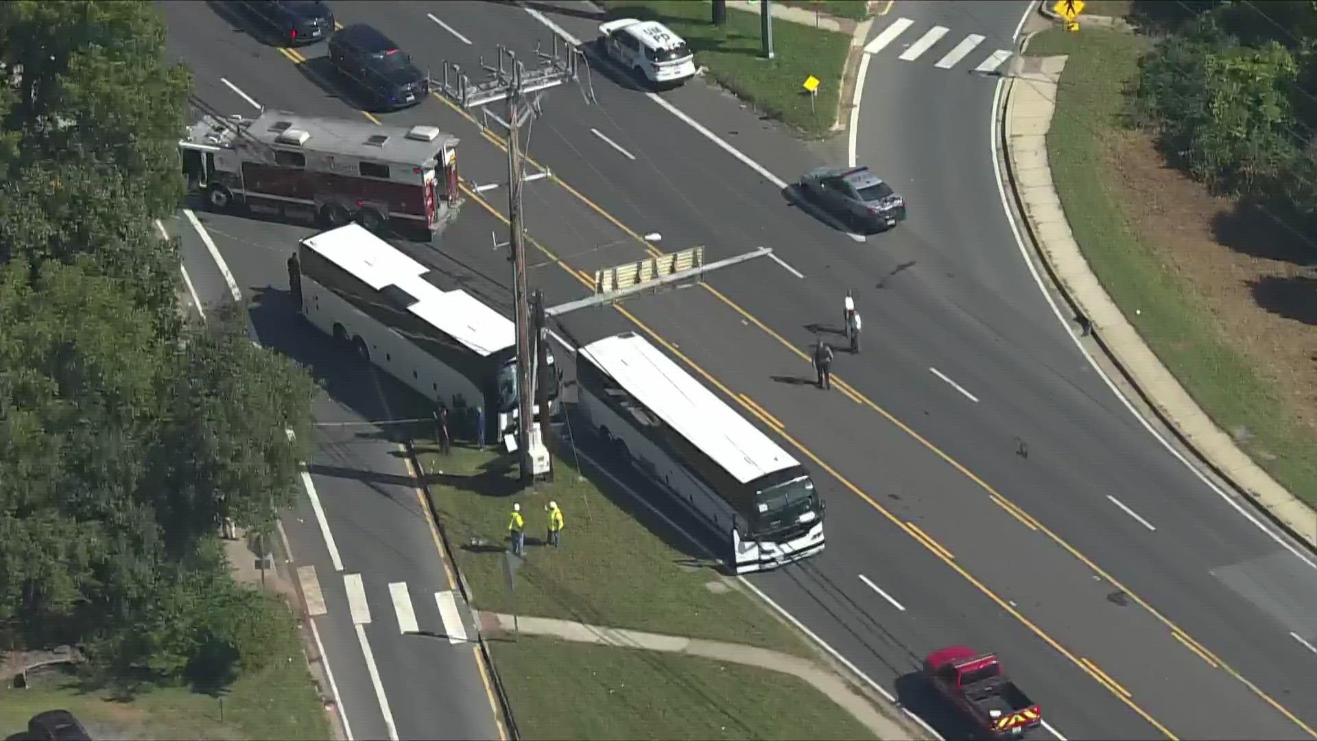 The crash involved a University of Maryland bus and happened in the area of Baltimore Avenue and University Boulevard.