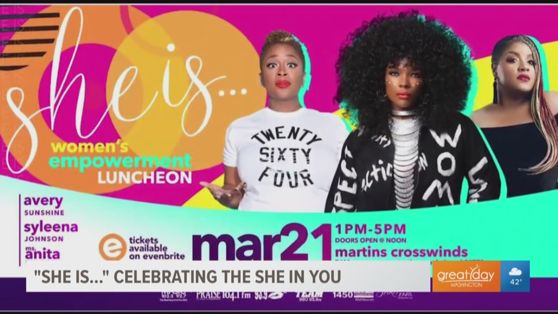 Radio One DC hosts Vic Jagger and Cheryl Jackson highlight a women’s empowerment event "She Is…" Celebrating the She in You! Sat, March 21st at Martin's Crosswinds.